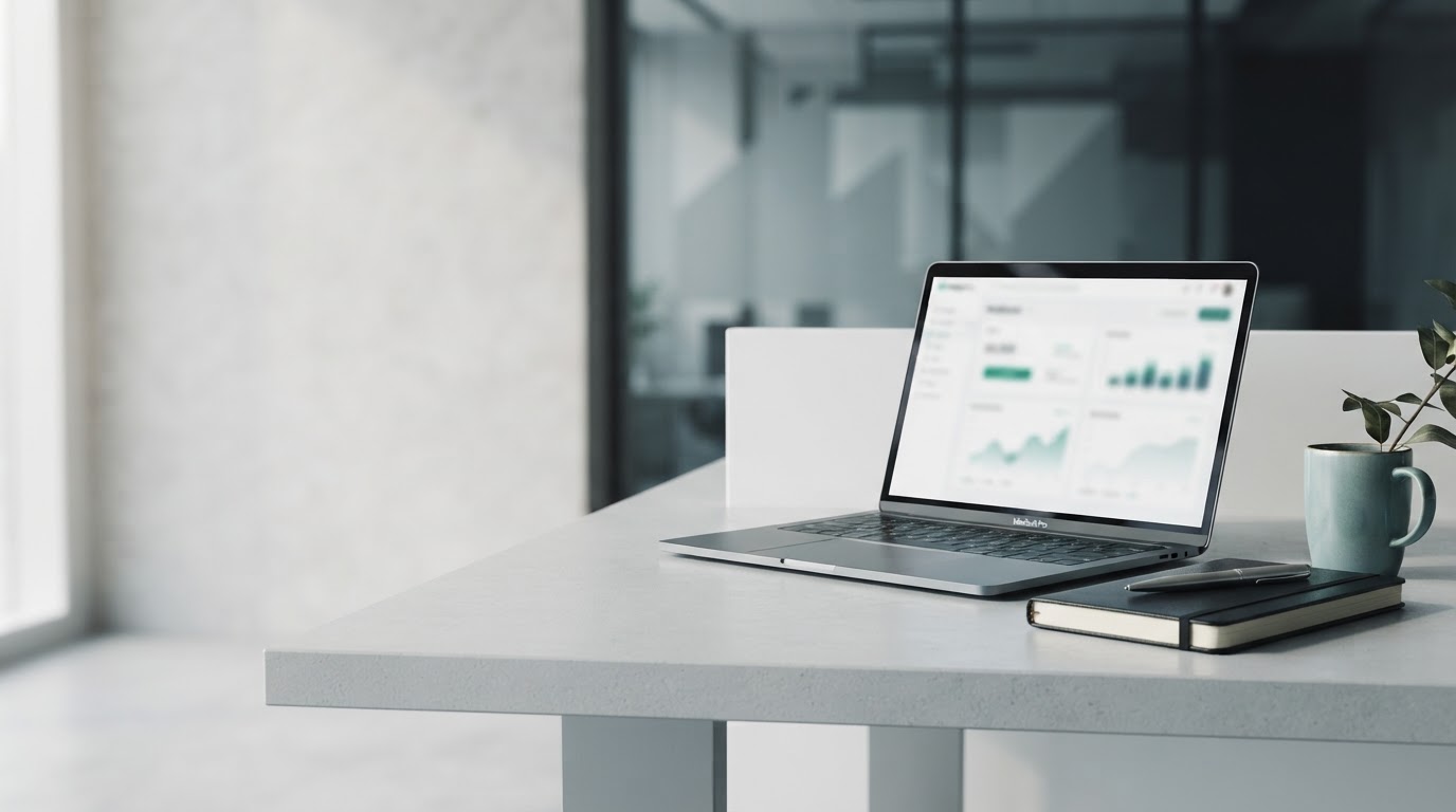 Modig Vekstanse - minimalistisk digitalt miljø som illustrerer AI-drevet markedsanalyse
